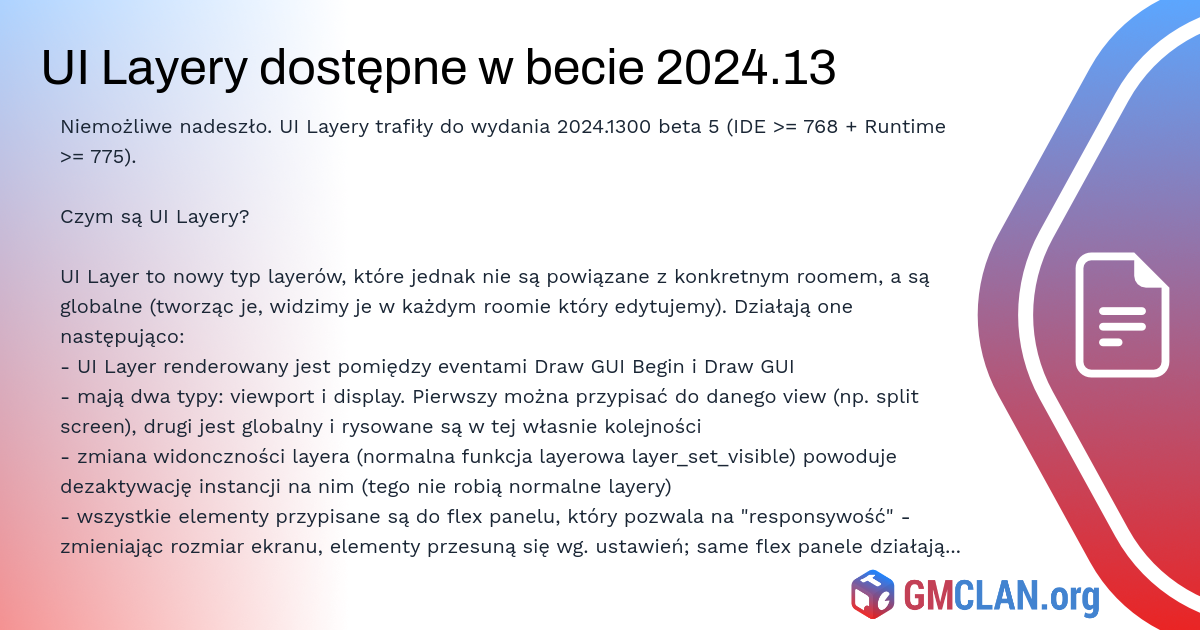 UI Layery dostępne w becie 2024.13 | Aktualności | GameMaker Polska ...